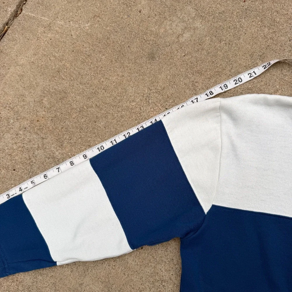 Jaclyn Smith Sport Vintage Navy White Colorblock Quarter Zip Pullover Large - Picture 7 of 7